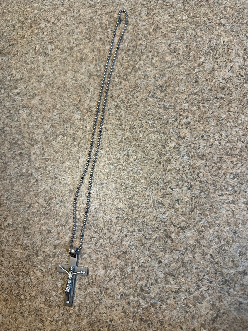 Sterling Silver  crucifix pendant necklace featured on a ball chain